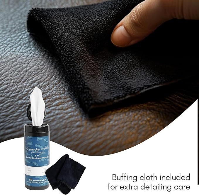 Swanky Shoe Cleaner Wipes - Leather and Sneaker Cleaner, Removes Dirt, Grime and Stains, Quick & Easy Shoe Sole and Boot Cleaning Wipes, Essential Shoe Cleaning Supplies - Canister, 100 Count, White