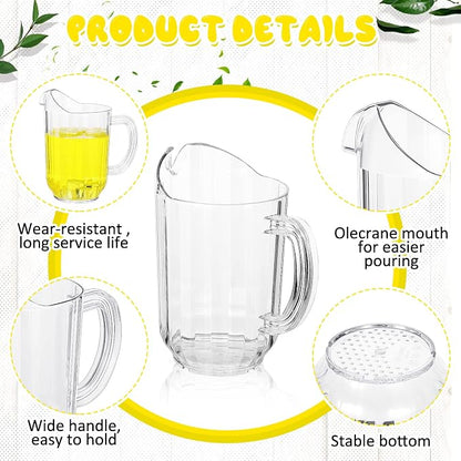 Tessco for you 12 Pcs Plastic Pitchers 60 Ounce Clear Restaurant Jug Large - Image 3