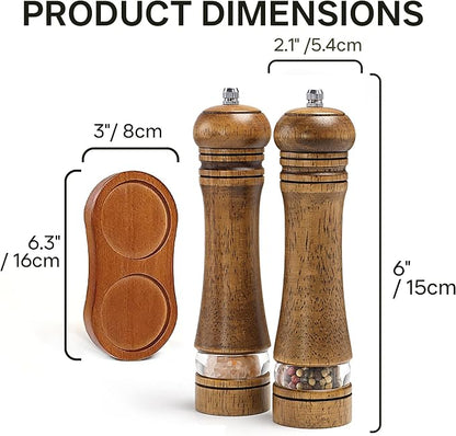 Wooden Salt and Pepper Grinder Set, Premium Oak Wood Salt Grinders Shakers - Image 5