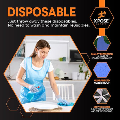 Xpose Safety 3000 Blue Plastic Disposable Aprons - Image 4
