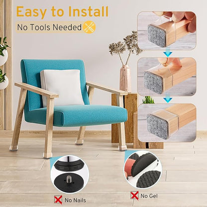 24PCS Rectangular Chair Leg Floor Protectors, Furniture Sliders, Non-Slip Felt - Image 5
