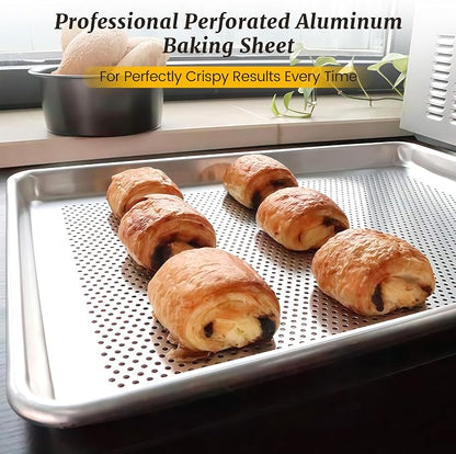 6 Pack Half Size Aluminum Perforated Baking Sheet Pan, Restaurant & Kitchen - Image 8
