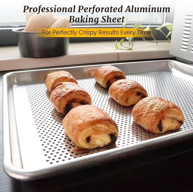 12 Pack Half Size Aluminum Perforated Baking Sheet Pan, Restaurant & Kitchen - Image 8