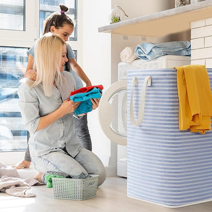 Lifewit 2 Pack Laundry Hamper Large Collapsible Laundry Basket, Freestanding Waterproof Cloth Hamper with Easy Carry Handles in Laundry Room Bedroom Bathroom Dorm for Adult, Pink&Blue, 2 x 80L