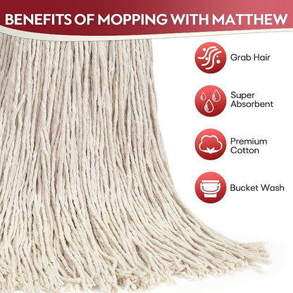 Matthew Cleaning 24oz 3Pack Cotton Floor Mop, Cotton Looped-Open String Heavy - Image 2