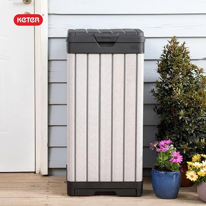 Keter Rockford Resin 38 Gallon Outdoor Kitchen Trash Can - Image 11