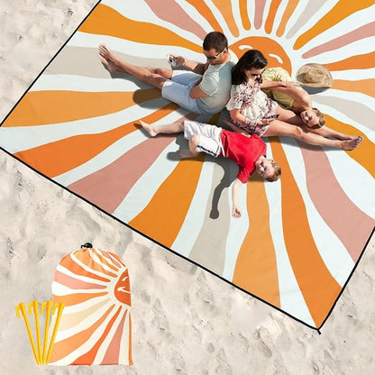 WIWIGO Beach Blanket Waterproof Sandproof Beach Mat 79" X 83"/10'x9'for 2-8 - Image 6