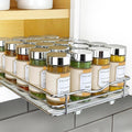 LYNK PROFESSIONAL® Pull Out Spice Rack Organizer for Inside Kitchen Cabinets - 8-1/4 inch Wide - Slide Out Drawer – Chrome Sliding Spice Cabinet Organization Shelf Racks - 1 Tier