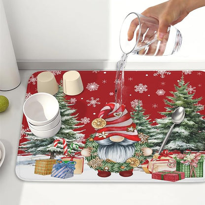 Christmas Dish Drying Mat for Kitchen Counter, Merry Christmas Dish Drying Mat - Image 6