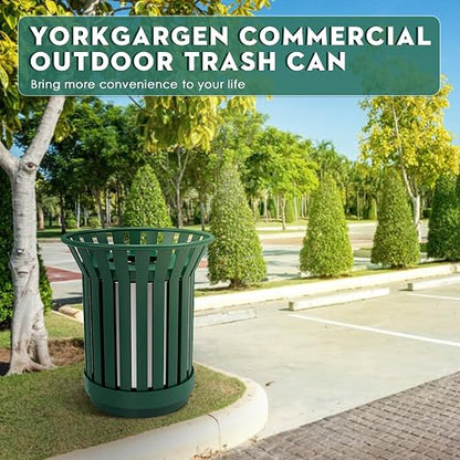 16Gallon/62L Commercial Outdoor & Indoor Metal Trash Can, Outdoor Slatted Trash - Image 8