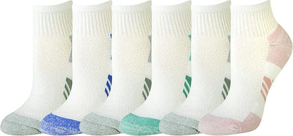 Amazon Essentials Ankle Compression Socks for Women, Breathable, Athletic, Cotton Blend, Cushioned, 6 Pairs