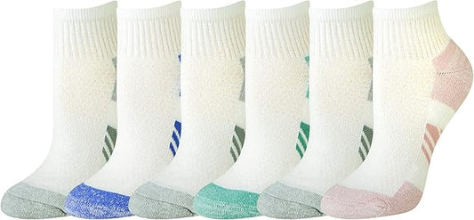 Amazon Essentials Ankle Compression Socks for Women, Breathable, Athletic, Cotton Blend, Cushioned, 6 Pairs