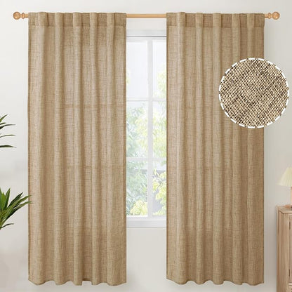 YoungsTex Toffee Linen Curtains 72 Inch Length by YoungsTex