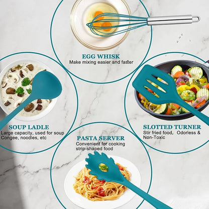 E-far 10 Pieces Silicone Cooking Utensils Set, Heat Resistant Kitchen Utensil - Image 3