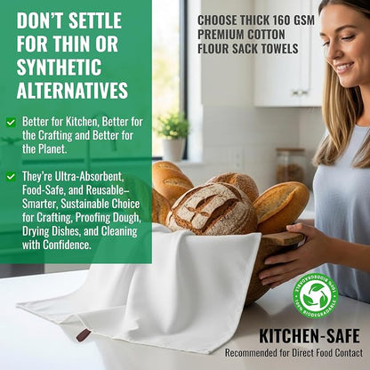 7-Pack Flat Flour Sack Towels – 100% Cotton Kitchen Dish & Tea Towels - Image 3