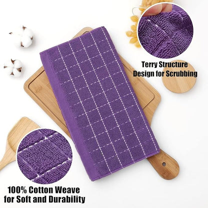 Homaxy 100% Cotton Terry Kitchen Towels, Checkered Designed, Soft and Super - Image 7