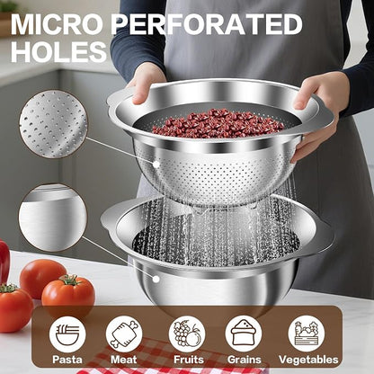 Colander, Strainer Bowl, Stainless Steel Colander, Rice Washing Bowl, Pasta - Image 4