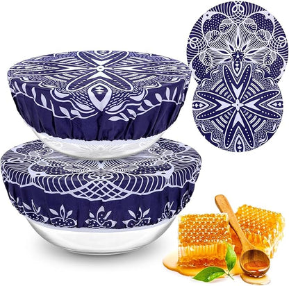 2 Large Reusable Beeswax Bowl Covers by Revahope