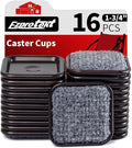 Ezprotekt 1 3/4" Square Reusable Felt Furniture Caster Cups with Carpet Bottom, 16 Pcs Felt Furniture Sliders Floor Protectors Pads to Protect Hardwood, Tile Floors Carpet from Scratches (Brown/Gray)