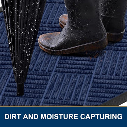 Smiry Front Door Mat Outside Entrance, Heavy Duty Outdoor Indoor Natural Rubber - Image 3