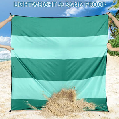 WIWIGO Beach Blanket Waterproof Sandproof Beach Mat 79" X 83"/10'x9'for 2-8 - Image 4