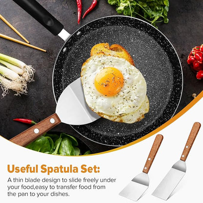 Small Metal Spatula Set, Mini Wooden Spatulas - Image 2