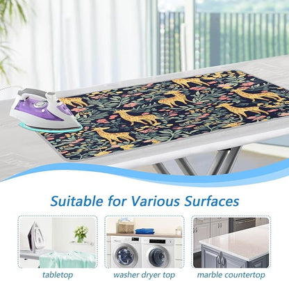 Giraffe Flowers Leaves Green Ironing Mat Thickened Ironing Blanket Travel - Image 5