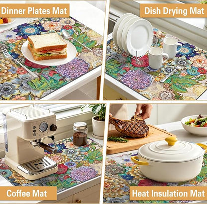Kitchen Countertop Dish Drying Mat, Super Absorbent Coffee Bar Mat - Image 6