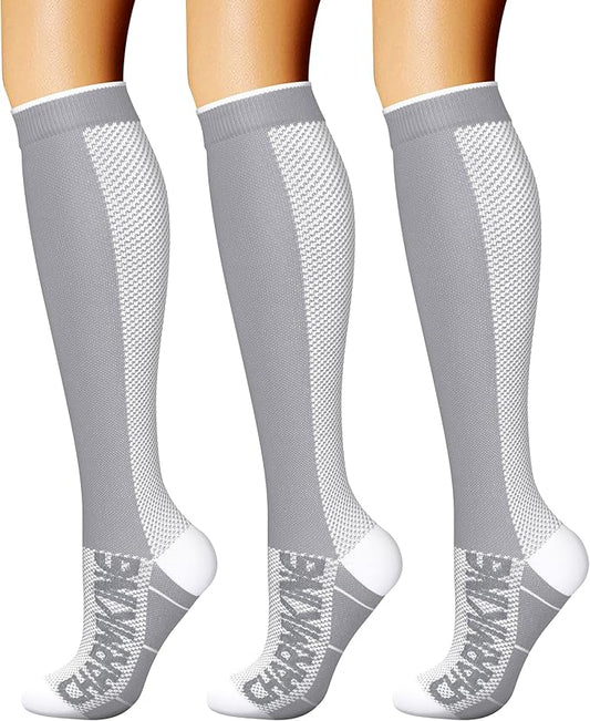 CHARMKING Compression Socks for Women & Men Circulation (3 Pairs) 15-20 mmHg is Best Support for Athletic Running Cycling