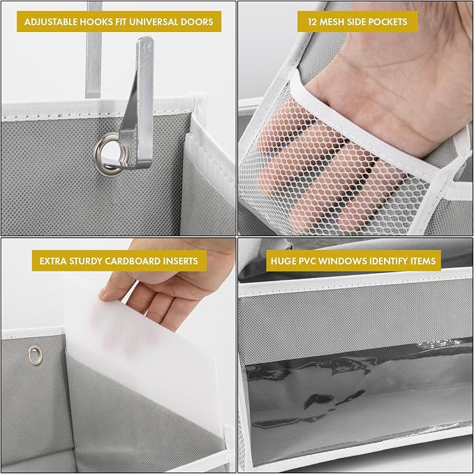 HOMELUX THEORY 2 PC Heavy Duty Over the Door Organizer 55x14x6.7, 6 Large Front - Image 7