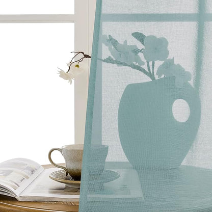 Tollpiz Sheer Door Curtain Closet Linen Textured Curtains Sheer Doorway Light - Image 9