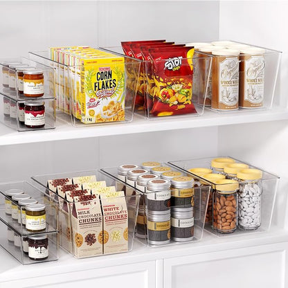 8 Pack Large Clear Plastic Storage Bins, Refrigerator Cabinet Organizers - Image 4