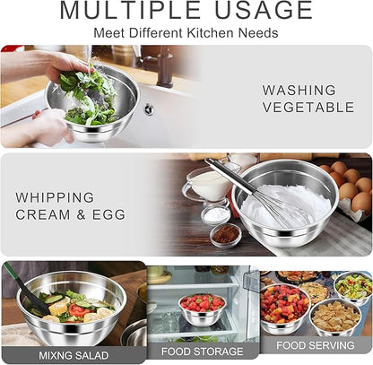 HaWare Mixing Bowls with Airtight Lids, 6-Piece Stainless Steel Salad Bowls - Image 6