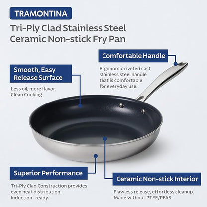 Tramontina Signature 8-Inch Tri-Ply Clad Stainless Steel Small Frying Pan - Image 3