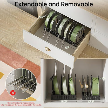 MUDEELA Pots and Pans Organizer Rack under Cabinet 8-Tiers Adjustable Pot Rack - Image 5