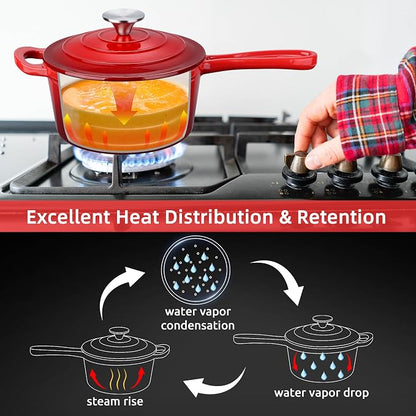 HaSteeL 3 QT Cast Iron Saucepan, Enamel dutch oven - Image 6