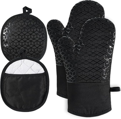Oven Mitts and Pot Holders, 500 ℉ Heat Resistant Oven Mitts Sets, Silicone Oven by Startyourcomfortablelife