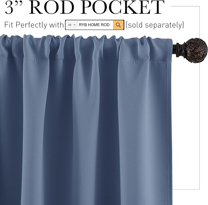 RYB HOME Blackout Curtains 84 inches Length - Image 3