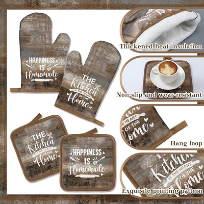Leinuosen 8 Pcs Kitchen Towels and Oven Mitts Sets Pot Holders Dishcloths Set - Image 6