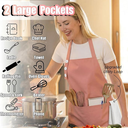 TOSHE Kitchen Apron Waterdrop Resistant Cotton Apron - Image 2