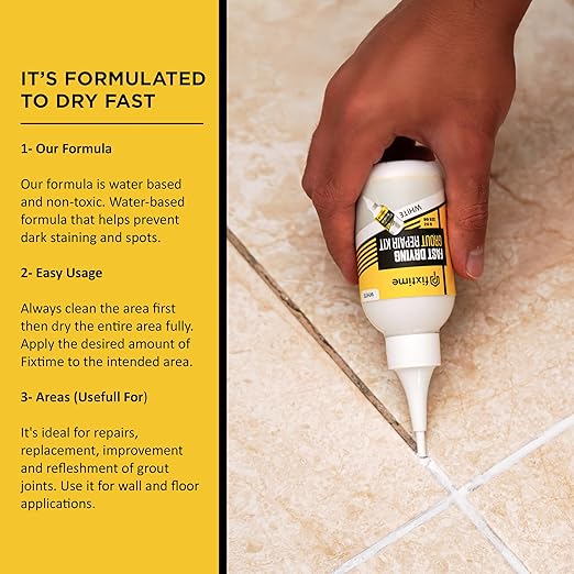 Grout Repair Kit - White Grout Filler Tube - Grout Crack Repair, Premixed Grout Filler Repair, Fast Drying Grout Sealer for Floor Tile - Spatula Included (White, 8oz)