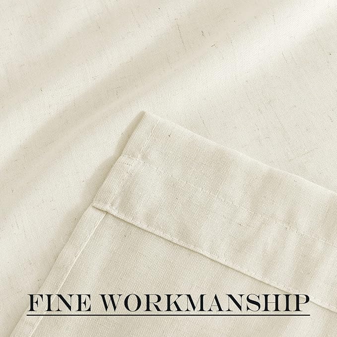 NICETOWN Natural Linen Blended Door Curtain - Farmhouse French Curtain Light Filgtering Tricia Short Window Covering for Patio Sidelight Door Blind Tie Up Shade, W26 x L50 in, 1 Pc, Off White