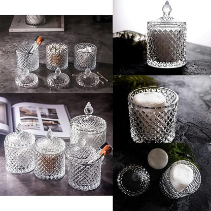 2 Pack Qtip Holder Thick Glass Apothecary Jars - Image 3