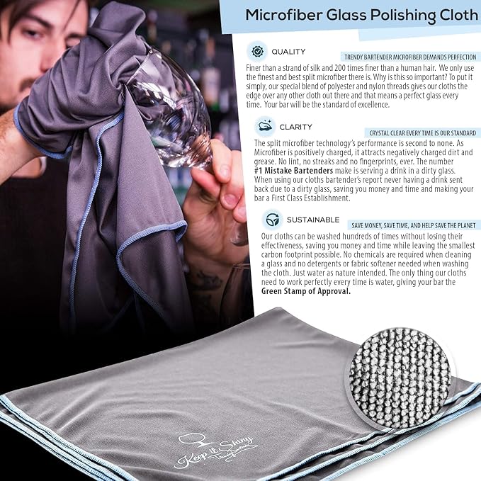 Trendy Bartender Microfiber Glass Polishing Lint-Free Cloth - Image 4