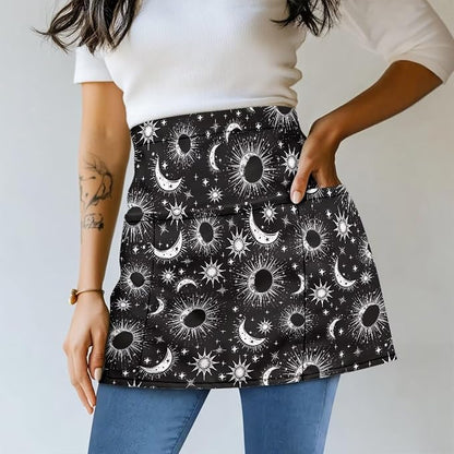 Server Apron with 3 Pockets, Waterproof Oil Waitress Waiter Half Apron - Image 2