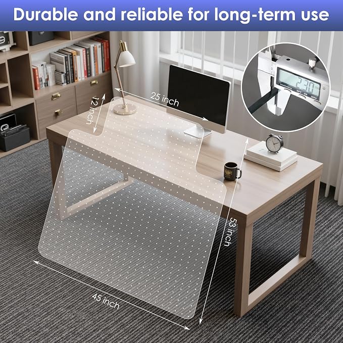 Kuyal Office Chair Mat for Carpet, 2 Pack 45x53 Clear Heavy Duty Computer Chair - Image 2