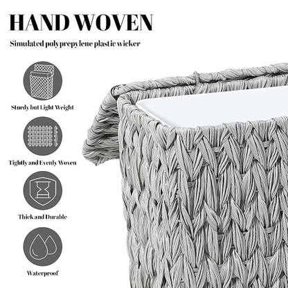 3 Gallon Wicker Trash Can, Waterproof Slim Waste Basket - Image 6