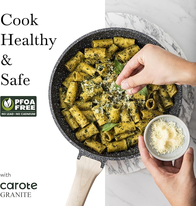 CAROTE Nonstick Frying Pan Skillet, Non Stick Granite Fry Pan Egg Pan Omelet - Image 4