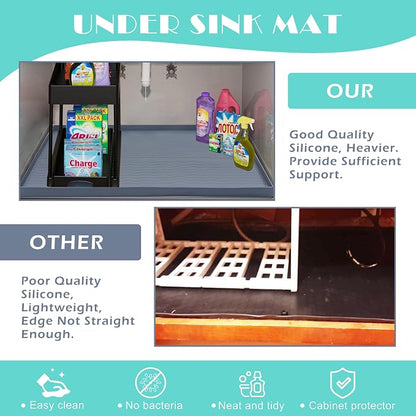 URMONA Waterproof Silicone Under Sink Mat 37'' x 22'' Shelf Liner - Image 6