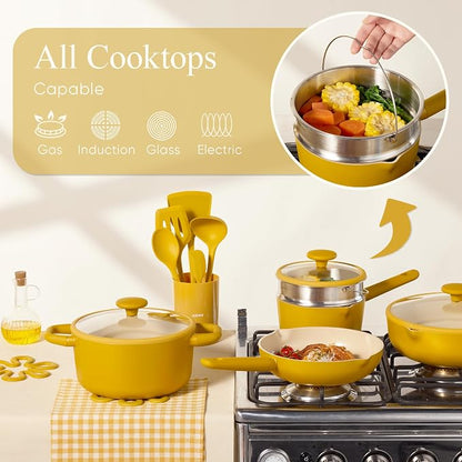 CAROTE 21pcs Cookware Set Nonstick Pots and Pans Set, Ceramic Cookware Set - Image 8